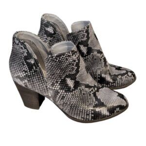 Fergalicious Charley Snake Print Faux Leather Ankle Booties  Size 9.5